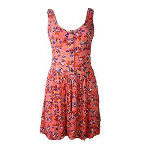 LA HEARTS Pink Floral Sleeveless Button Front Dress Womens Size M Medium